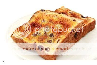 Raisin Toast crisp outside soft inside with a toasty bag